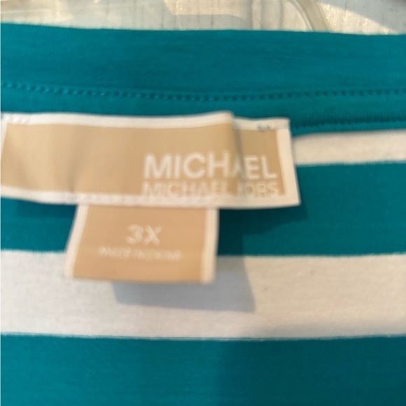 Michael Kors NWOT Striped Tee Shirt With Large MK Silver logo on front. - Picture 4 of 6